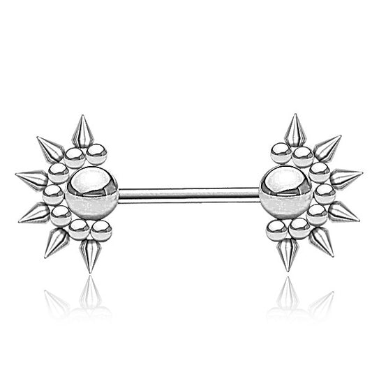 Stainless Steel Nipple Bar With Spiky Ball