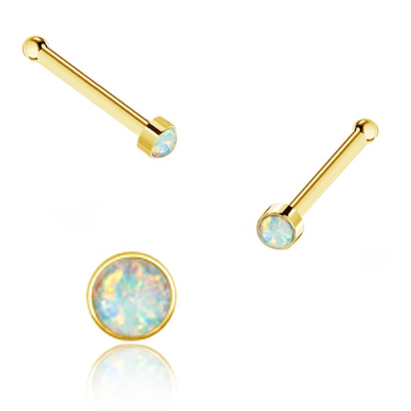 Gold Plated Stainless Steel Nose Stud | Opalite