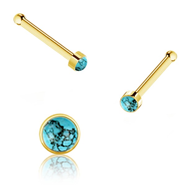 Gold Plated Stainless Steel Nose Stud | Turquoise