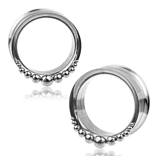 Products Stainless Steel Silver Ear Tunnel - Dotted Crown