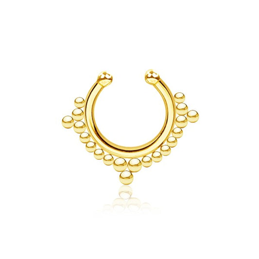 Fake Cheater septum ring non-pierced nose gold plated stainless steel