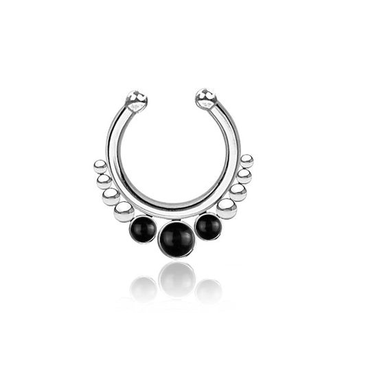 Eka Onyx Faux / Fake Stainless Steel Septum Ring