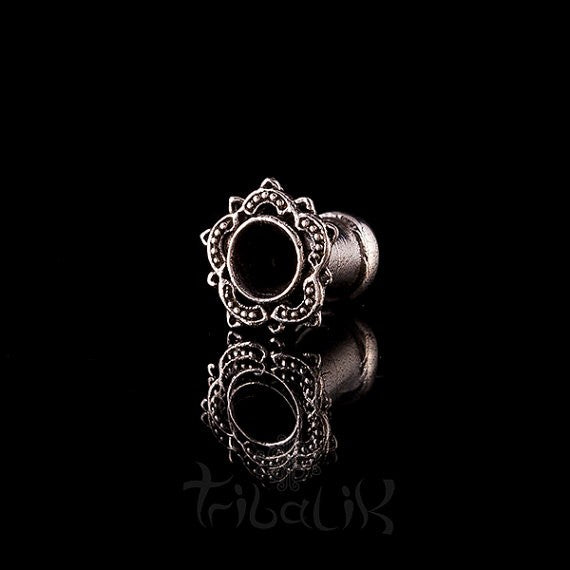 Lotus Mandala Ear Tunnels - Eyelets 4mm - 25mm