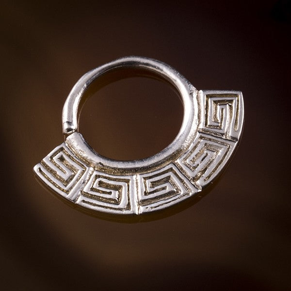 Ch'aska Inca Fan Silver Septum Ring for Pierced Nose - 1mm & 1.6mm