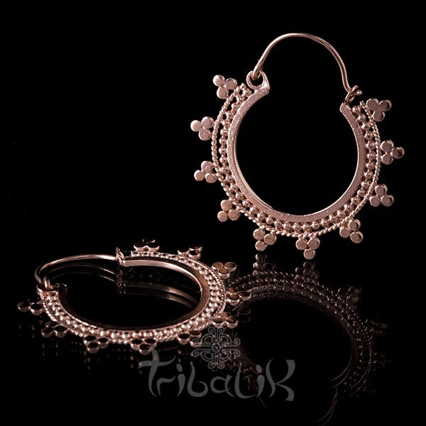 Afghan Rose Gold Plated Mandala Hoop Earrings