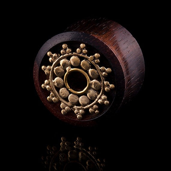 Organic Wood and Brass Ear Tunnel - Eyelet