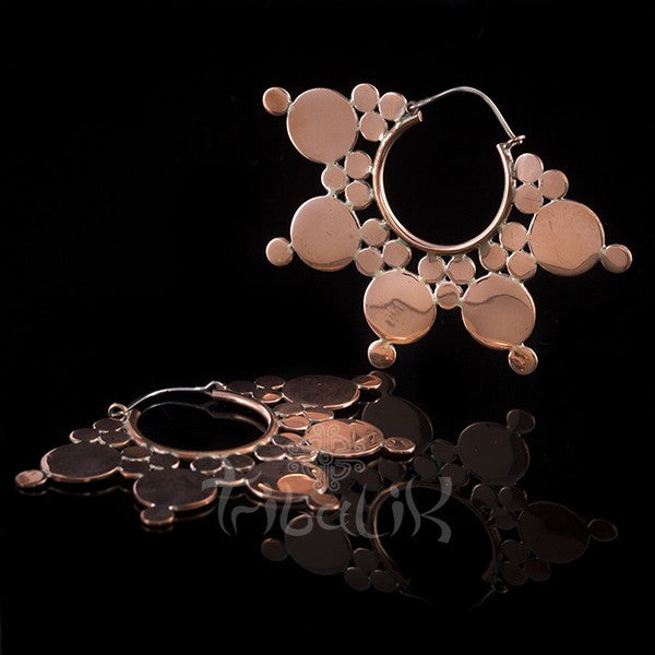AYA Copper Flat Disc Afghan Mandala Hoop Earrings