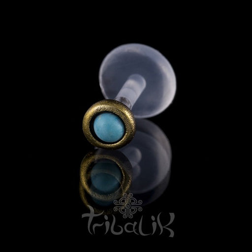 Brass Turquoise Labret/Tragus Stud