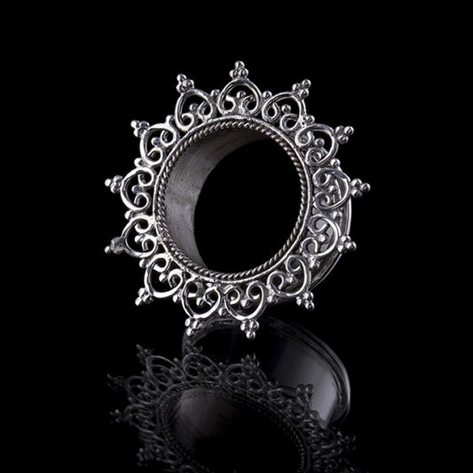 Silver Heart Mandala Ear Tunnel - 4mm - 30mm