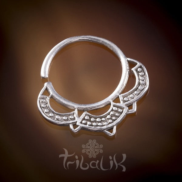 Terena Silver Septum Ring For Pierced Nose