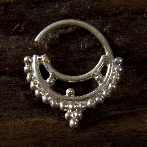 Nitika Silver Septum Ring for Pierced Nose - 1.2mm