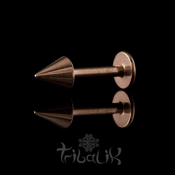 Rose Gold Plated Stainless Steel Spike Labret | Lip Bar