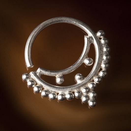 Nitika Silver Septum Ring for Pierced Nose - 1.2mm