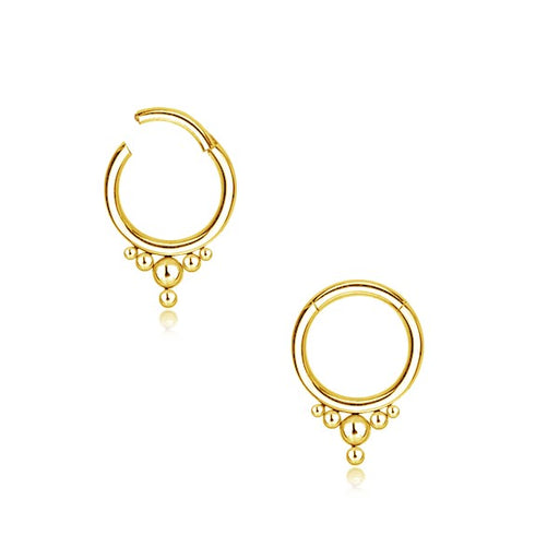 Dotted Arrow Gold Plated Stainless Steel Multi Piercing Septum Ring