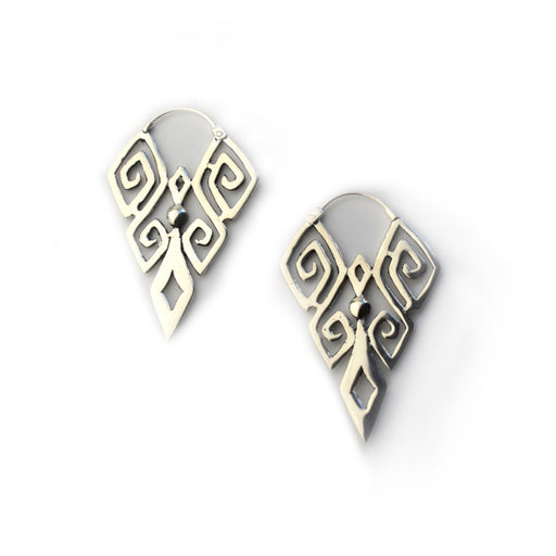 Silver Earring Featuring Tribal Engraving - Eva