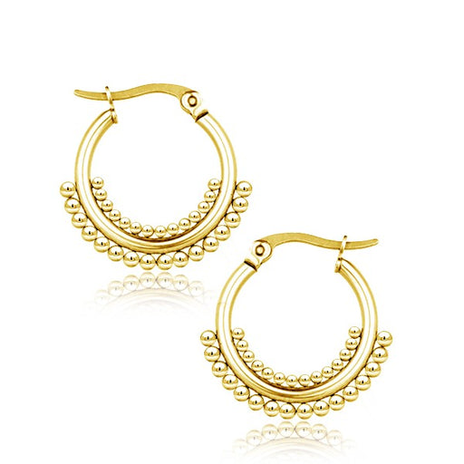 Gold Plated Stainless Steel Earrings - Dotted Crescent