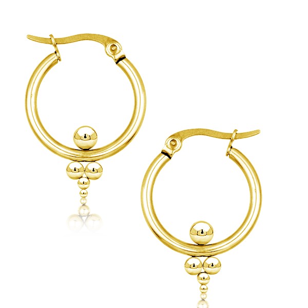 Gold Plated Stainless Steel Earrings Triangle Dots