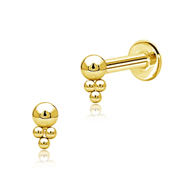 Gold Plated Stainless Steel Flat Back Multi Piercing - Dots