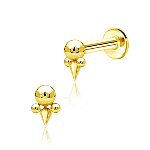 Gold Plated Stainless Steel Flat Back Multi Piercing - Spike