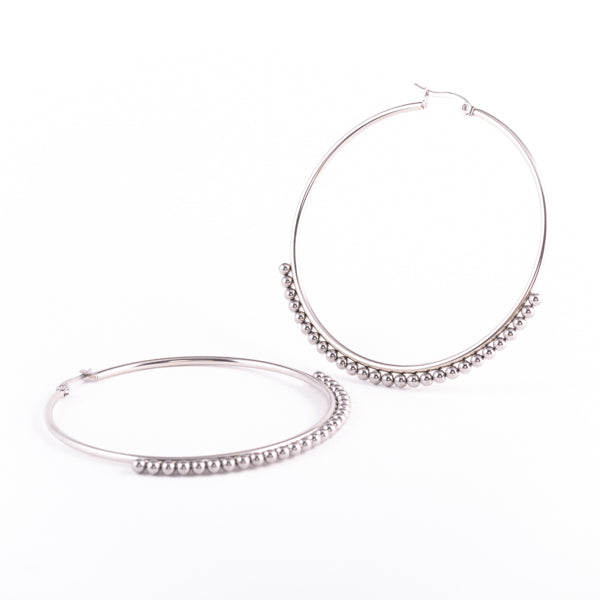 Stainless steel hoop earrings - Delicate Dotwork