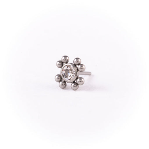 Stainless Steel Threadless Nose Stud Dotted with Crystal