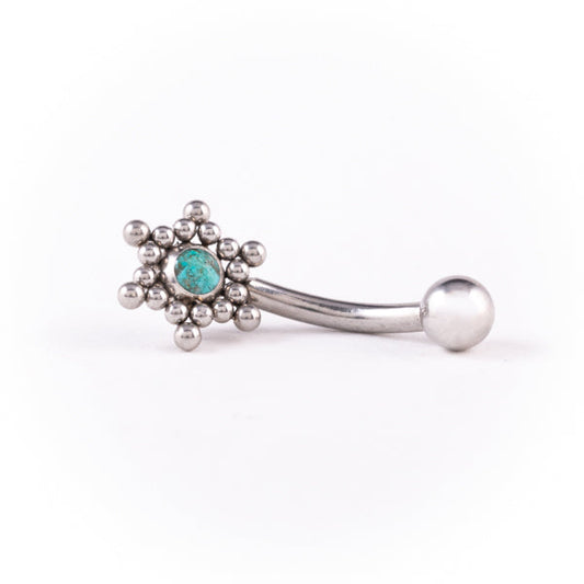 Stainless Steel 316L Belly Bar - Star Turquoise