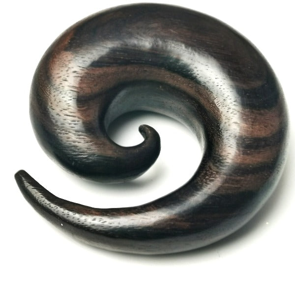 Wood Spiral Ear Expander Vegan Organic Stretched Jewellery