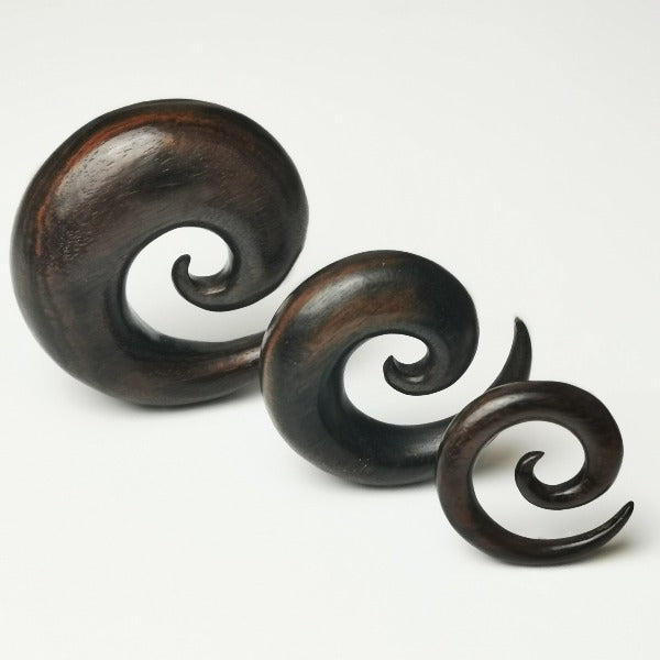 Wood Spiral Ear Expander Vegan Organic Stretched Jewellery