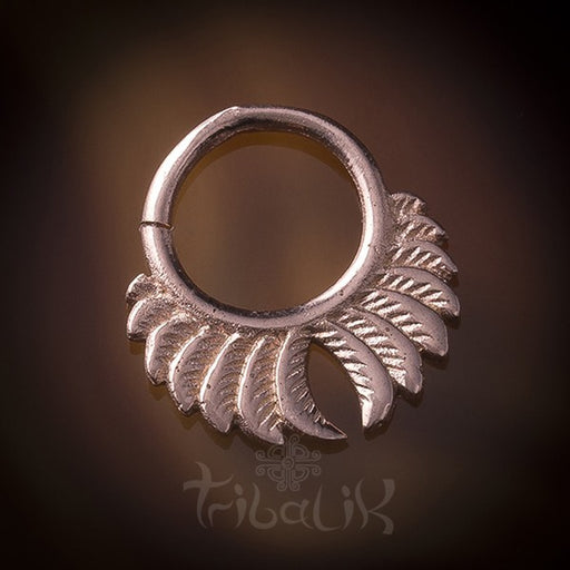 Feather wings Gold Plated Sterling Silver Septum Ring For Pierced Nose 1mm 18g Wire