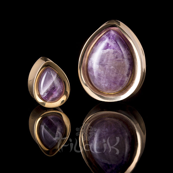amethyst and gold ear weights