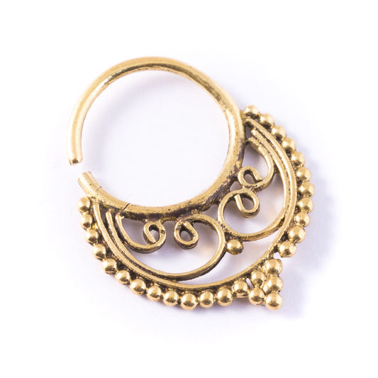 Sita Filigree Brass Septum Ring for Pierced Nose - 1mm & 1.6mm