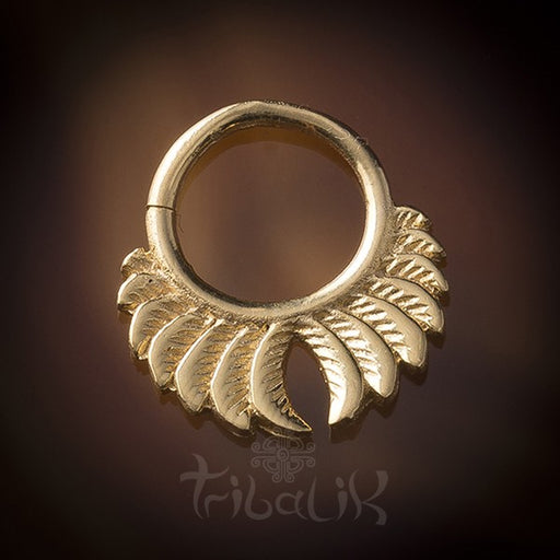 Feather wings Gold Plated Sterling Silver Septum Ring For Pierced Nose 1mm 18g Wire