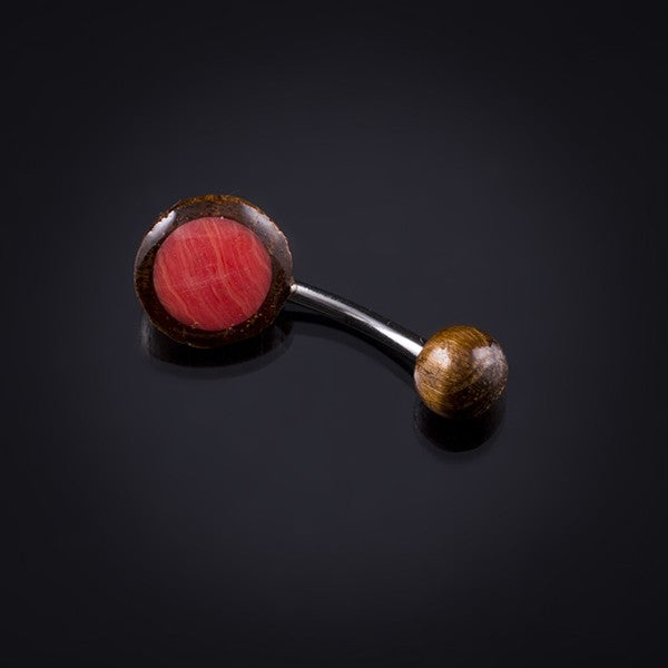 wood red coral surgical steel