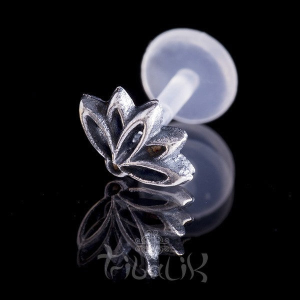 Silver Lotus Flower Labret/Tragus Stud