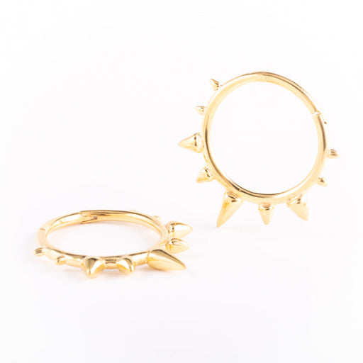 22k yellow gold plated brass clicker earrings - ear weights - Ceremony with spikes