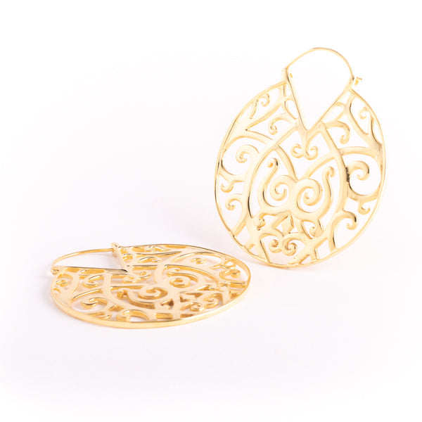 Yellow 22k gold plated brass earrings - weights - Monastery
