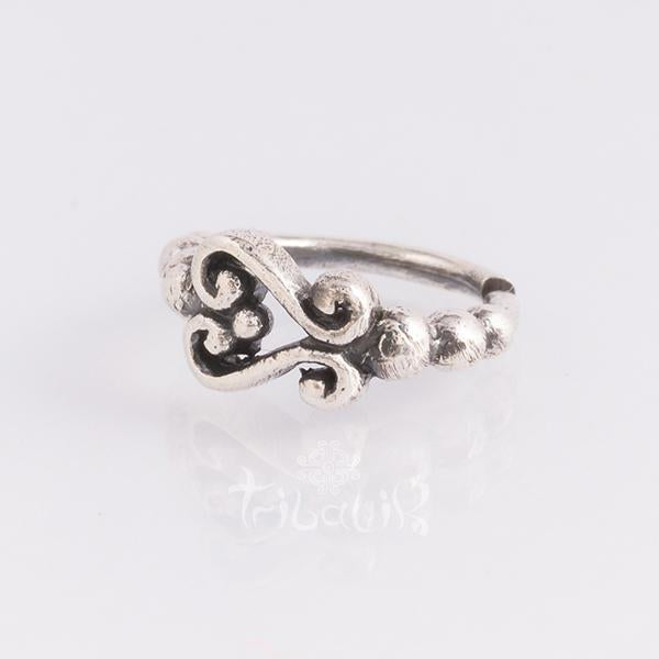 Sterling silver piercing ring Ornate swirl