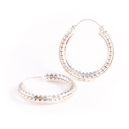 Silver plated brass large hoops earrings - ear weights - Journey