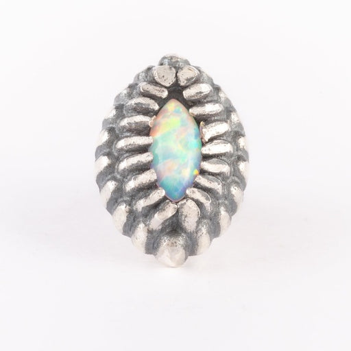 opalite stone with sterling silver threadless pin