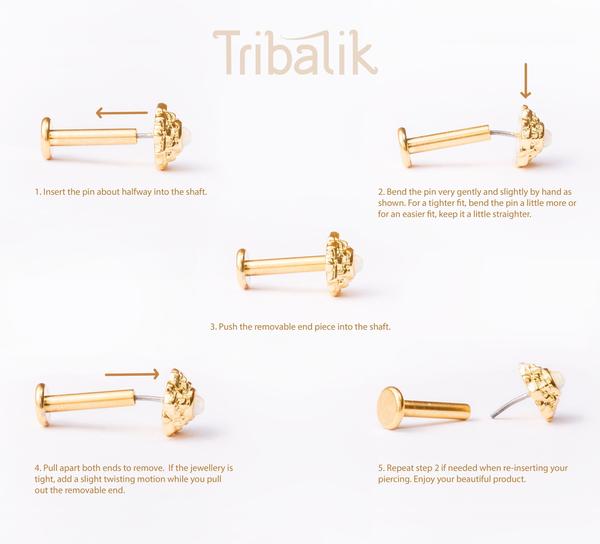 Silver Threadless End Black Onyx Piercing Pins Tribalik