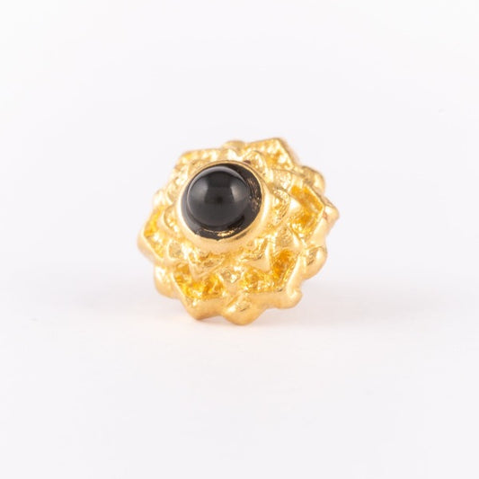 Threadless Labret Gold Plated Mandala with Black Onyx