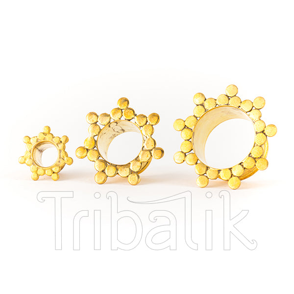 Sun Ray Brass Sun Mandala Ear Tunnel - Plugs - Eyelets