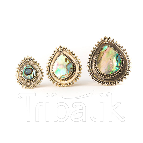 THIRD EYE Paua Shell & White Bronze Ear Plugs