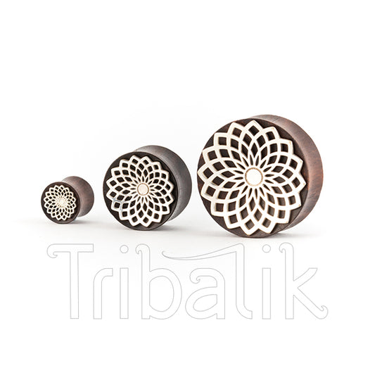 wood and silver ear plugs
