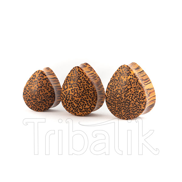 Palm Wood Tear Drop Ear Plugs for Stretched Ears