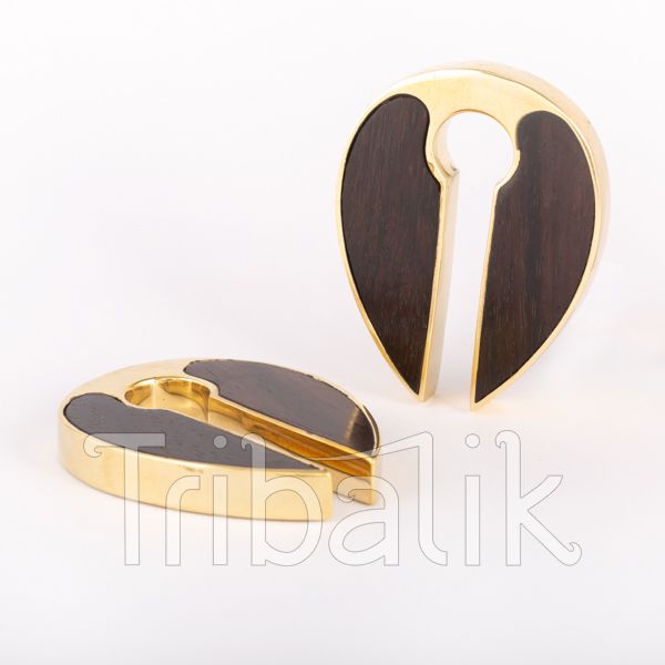 Celestial brass and wood ear weights